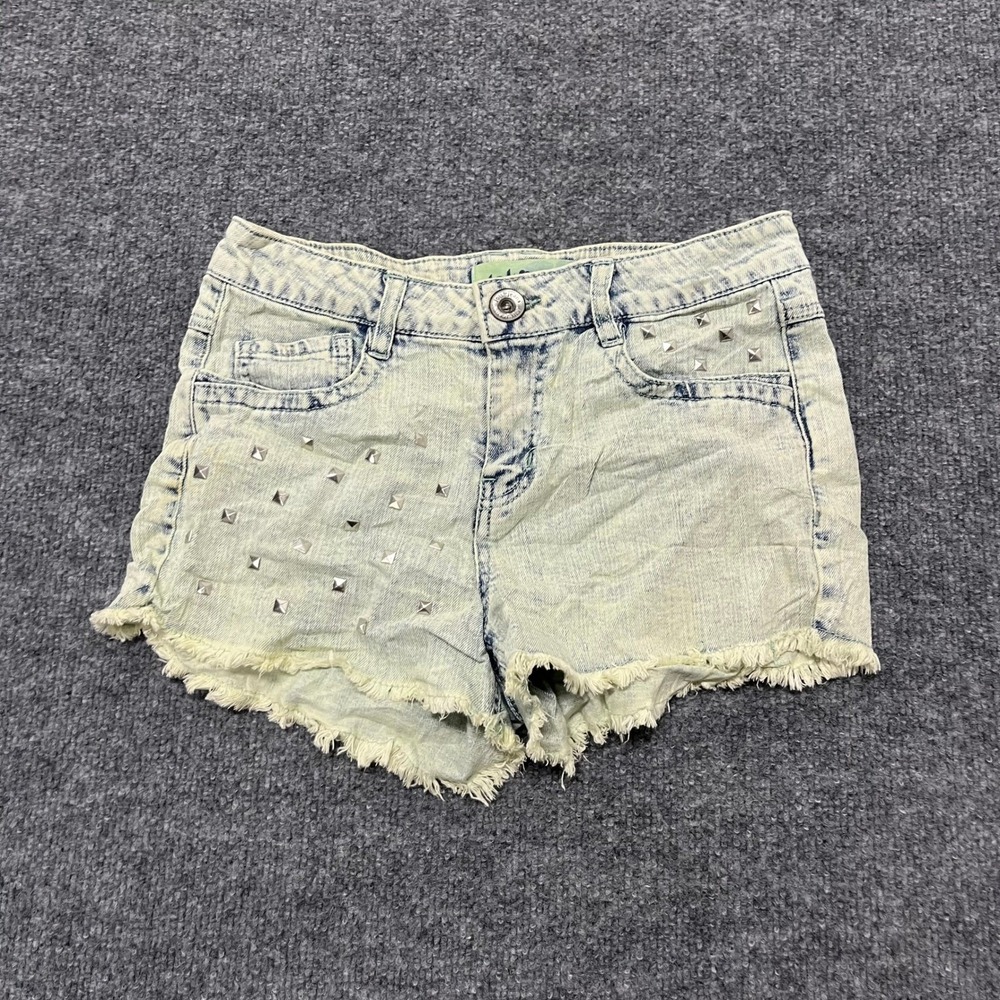 Jolt Shorts Womens Size 3 Light Acid Wash Studded Cutoff Frayed Hem Stretch